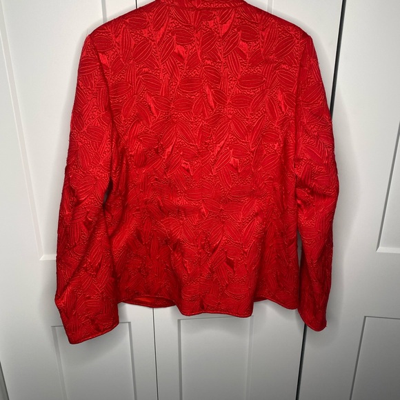 Laura Ashley Mock Neck Floral Embroidered Zip Blazer Jacket Women’s Size Small - Picture 6 of 6